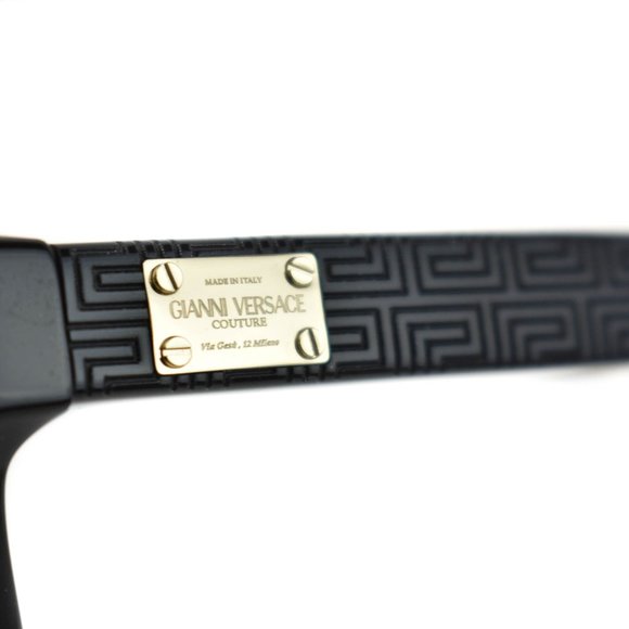 VERSACE "Greca": Black, "Meandros" & Gold Logo Sunglasses (mq) - Picture 3 of 10